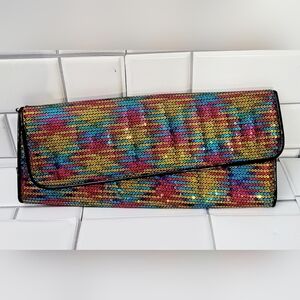 Aldo Rainbow Sequin Envelope Clutch Then Magnetic Closure Medium Size Internal Z